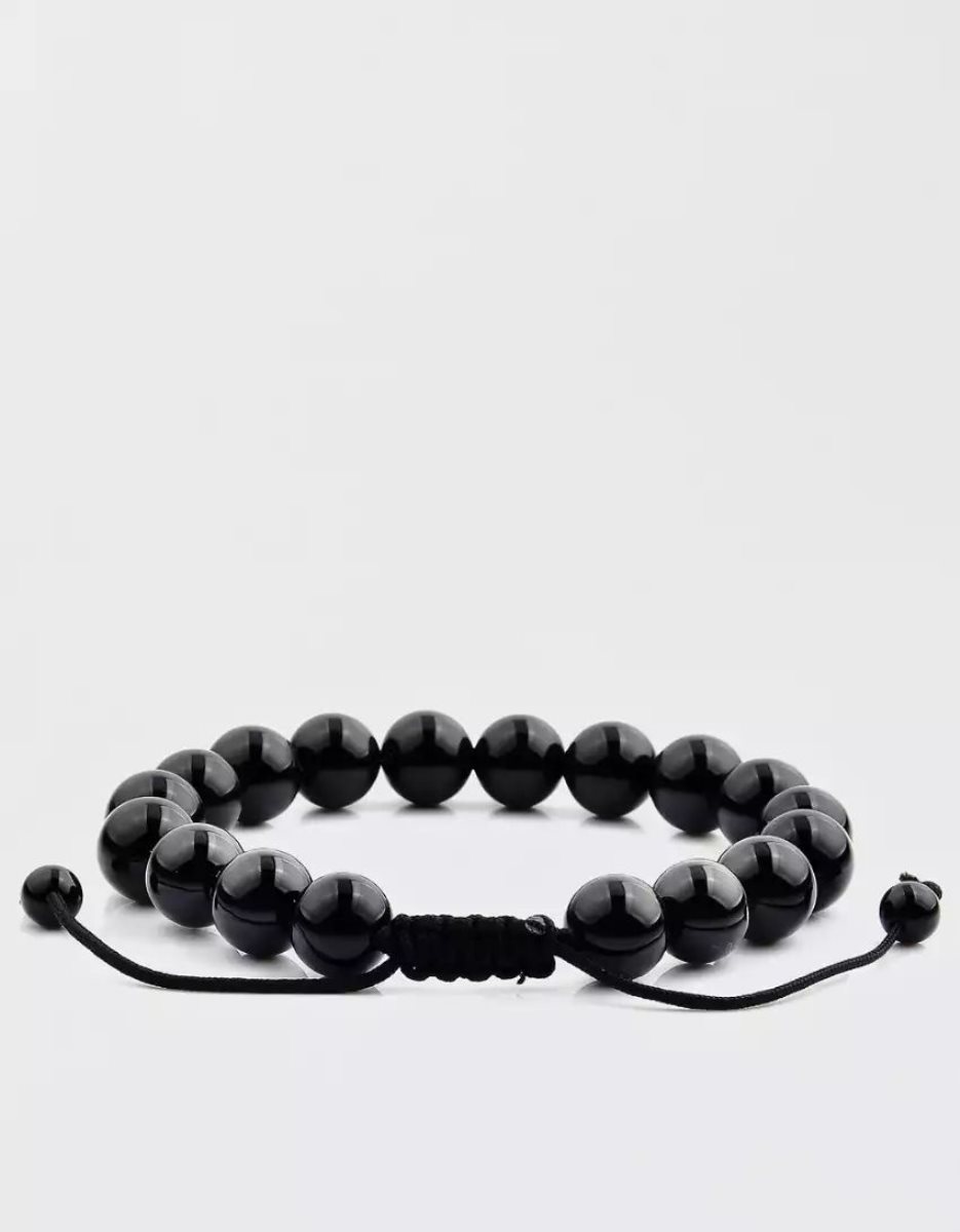 Bijoux American Eagle Natural Stone Beaded Bracelet Noir Homme | QIJ-00261236